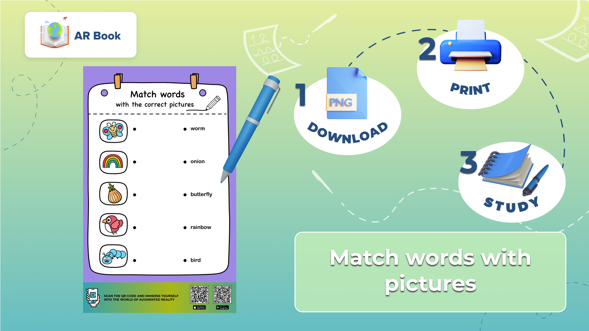Match words with pictures №25 | English Language Arts | Grade 1