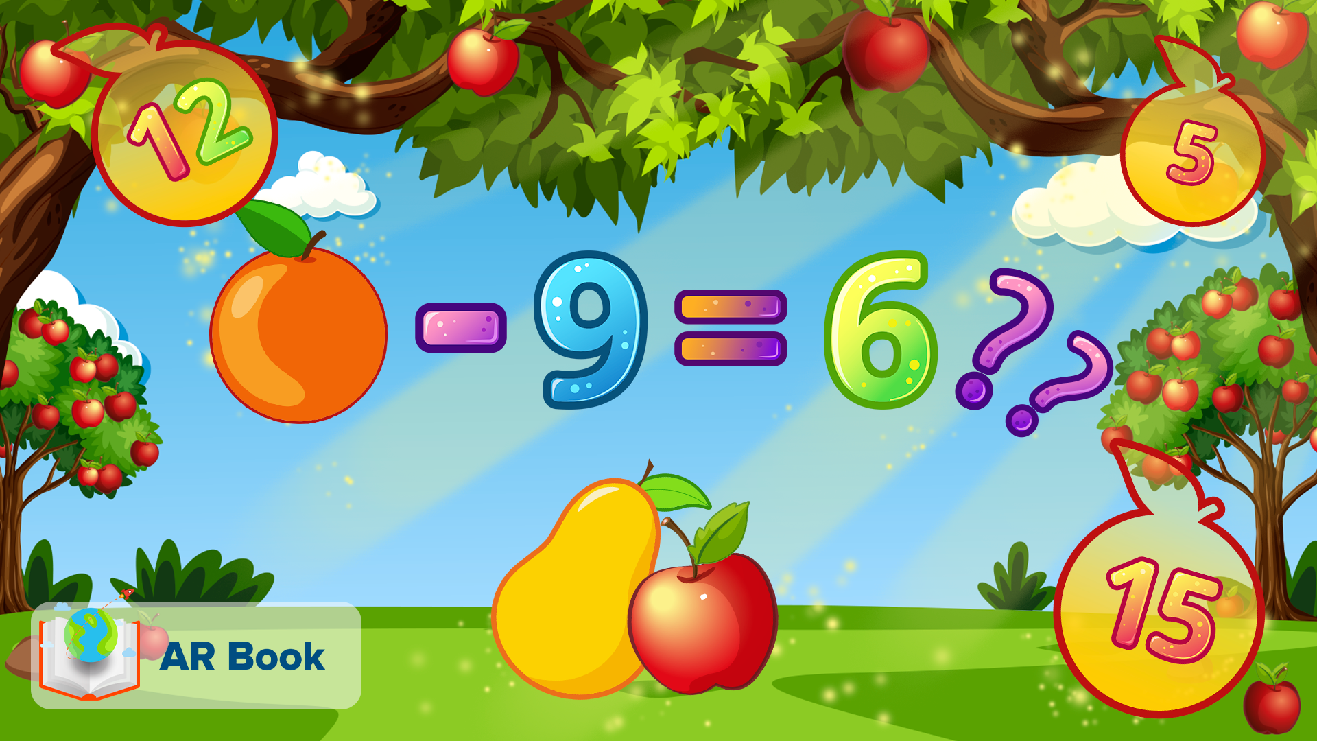 Fruuit Math Orchard of fruit numbers: subtracting numbers from the number 15 | Math ...