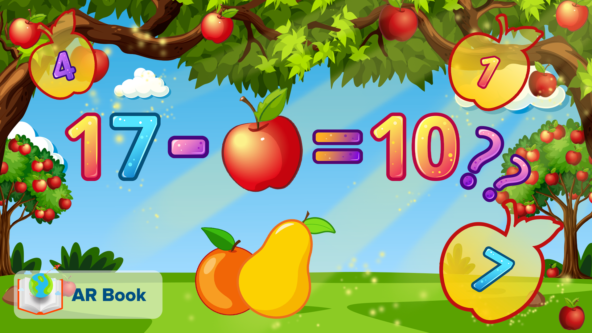 Orchard Math Orchard of fruit numbers: subtracting numbers from the number 17 | Math ...